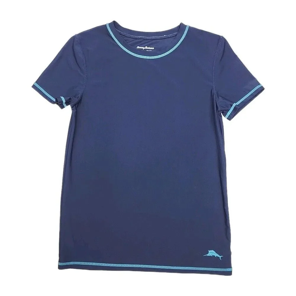 Tommy Bahama Rash Guard Shirt Blue Size XL Youth 14 Kids Short Sleeve Swim Top